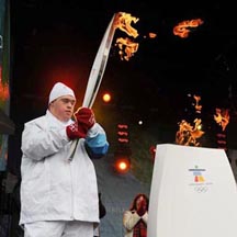 Joey Lavender carried the Olympic torch to Picton, Ontario.