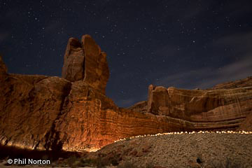 Utah desert canyon at night