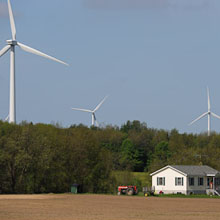 Wind turbines near house New York State