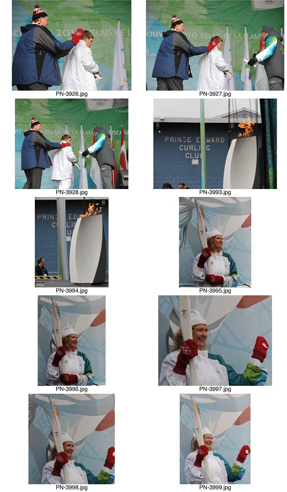 Torchbearers in the Olympic Torch Relay in Picton, Ontario.