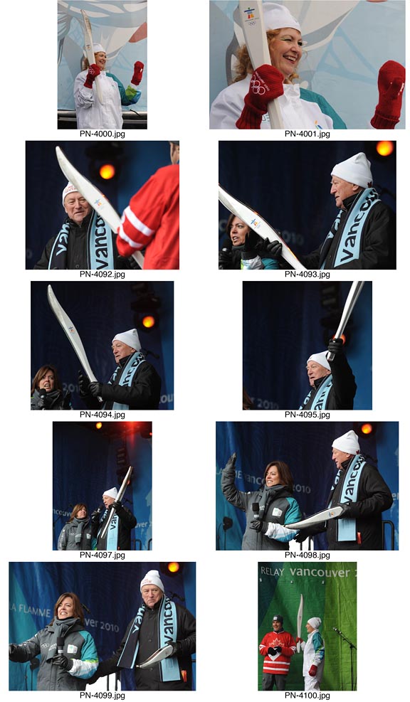Torchbearers in the Olympic Torch Relay in Picton, Ontario.