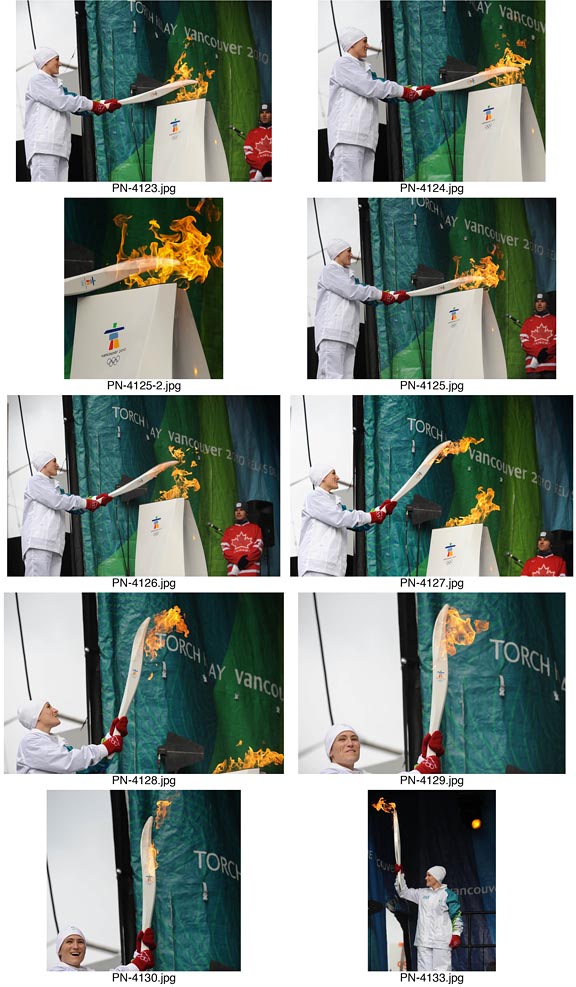 Torchbearers in the Olympic Torch Relay in Picton, Ontario.