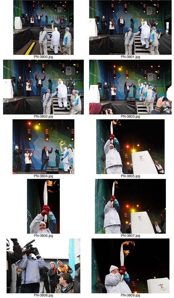 Torchbearers in the Olympic Torch Relay in Picton, Ontario.