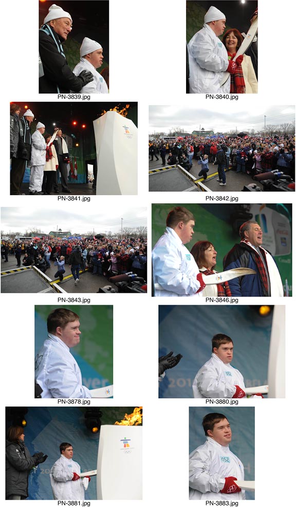 Torchbearers in the Olympic Torch Relay in Picton, Ontario.