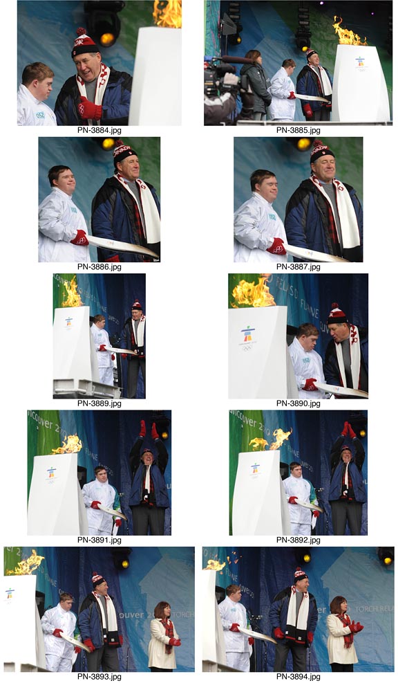 Torchbearers in the Olympic Torch Relay in Picton, Ontario.