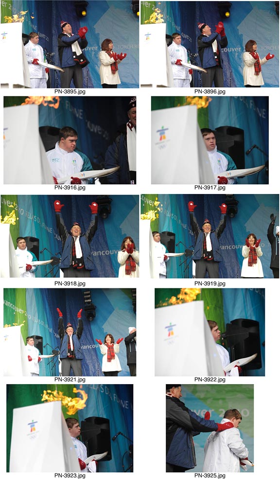 Torchbearers in the Olympic Torch Relay in Picton, Ontario.
