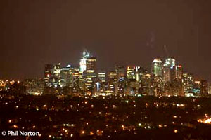 Calgary night, Alberta, city, Canada